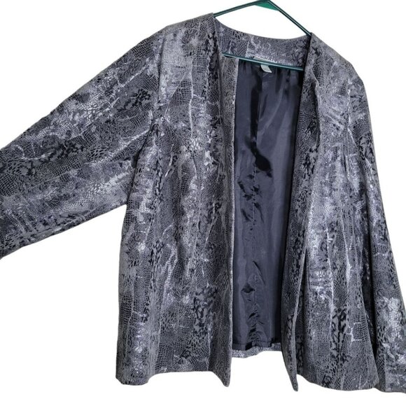 Dressbarn Silver Metallic Open Jacket Coat‎ Long Sleeve Womens Plus 22 24 - Picture 10 of 10